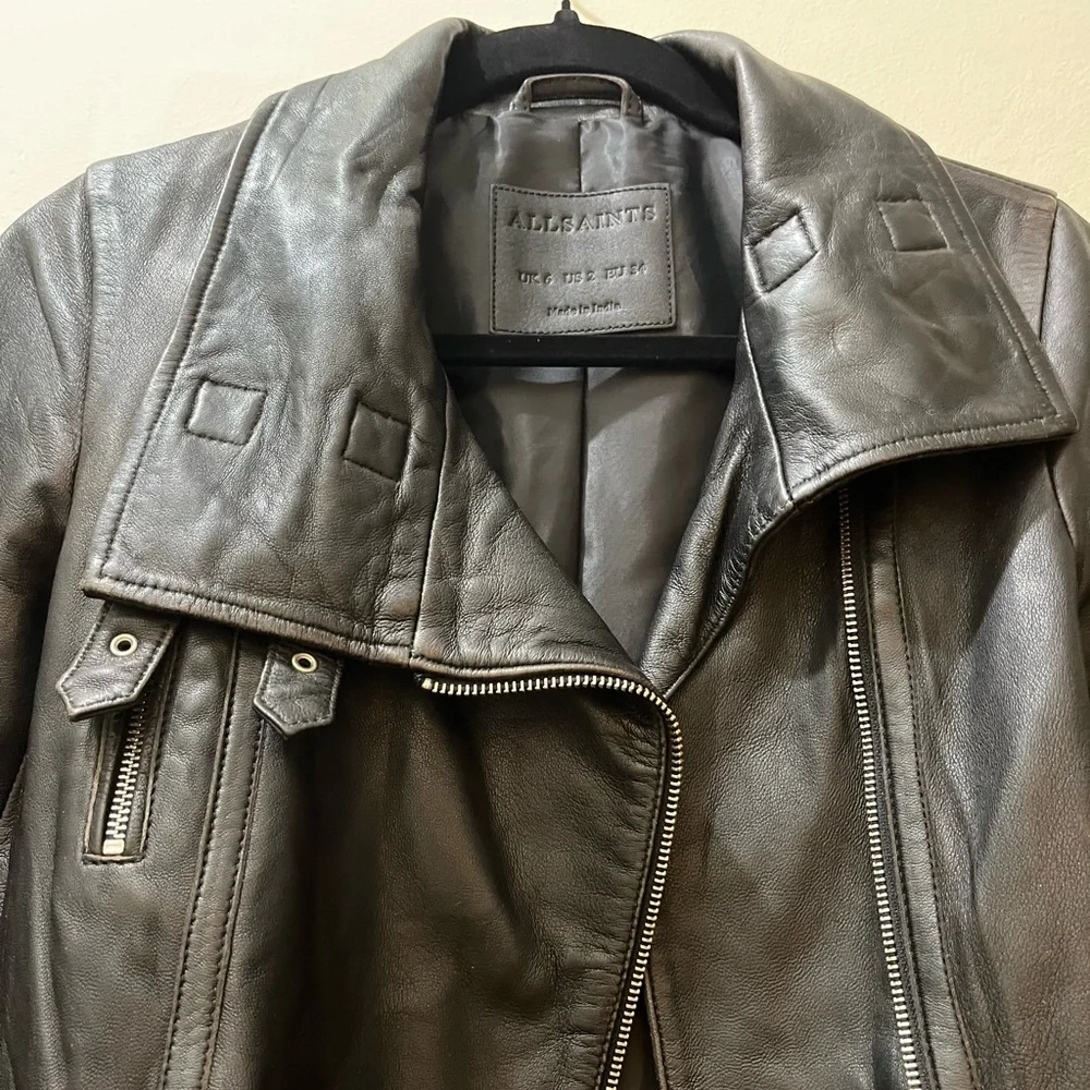 AllSaints Bales Biker Jacket in Black, Size 2 - Picture 8 of 15
